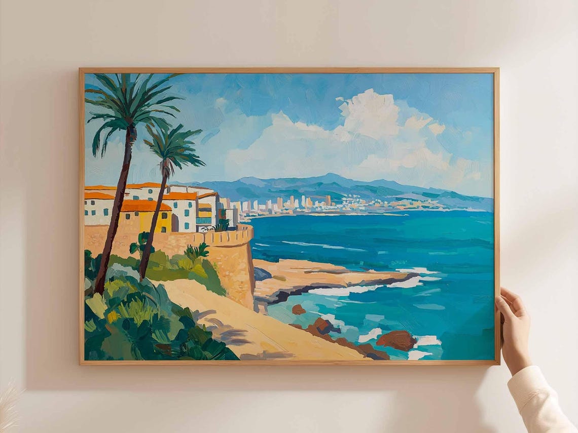 Old Coastal Fortress Palm Trees Turquoise Sea Ocean View Poster