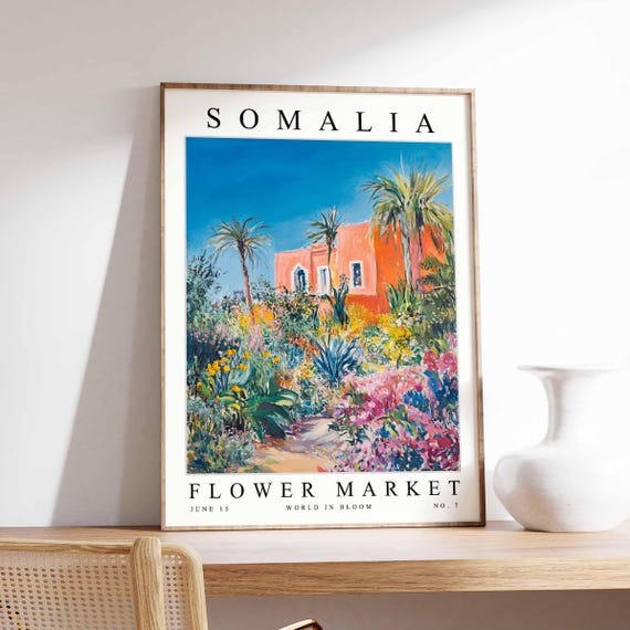 Somalia Flower Market Poster Print Somali Floral Wall Art Decor Botanical Africa African Travel