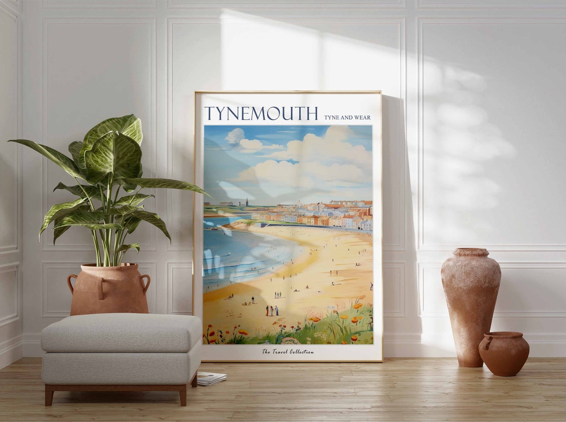 Tynemouth Tyne And Wear Old Town Beach Summer Seascape Travel Poster - Image 3