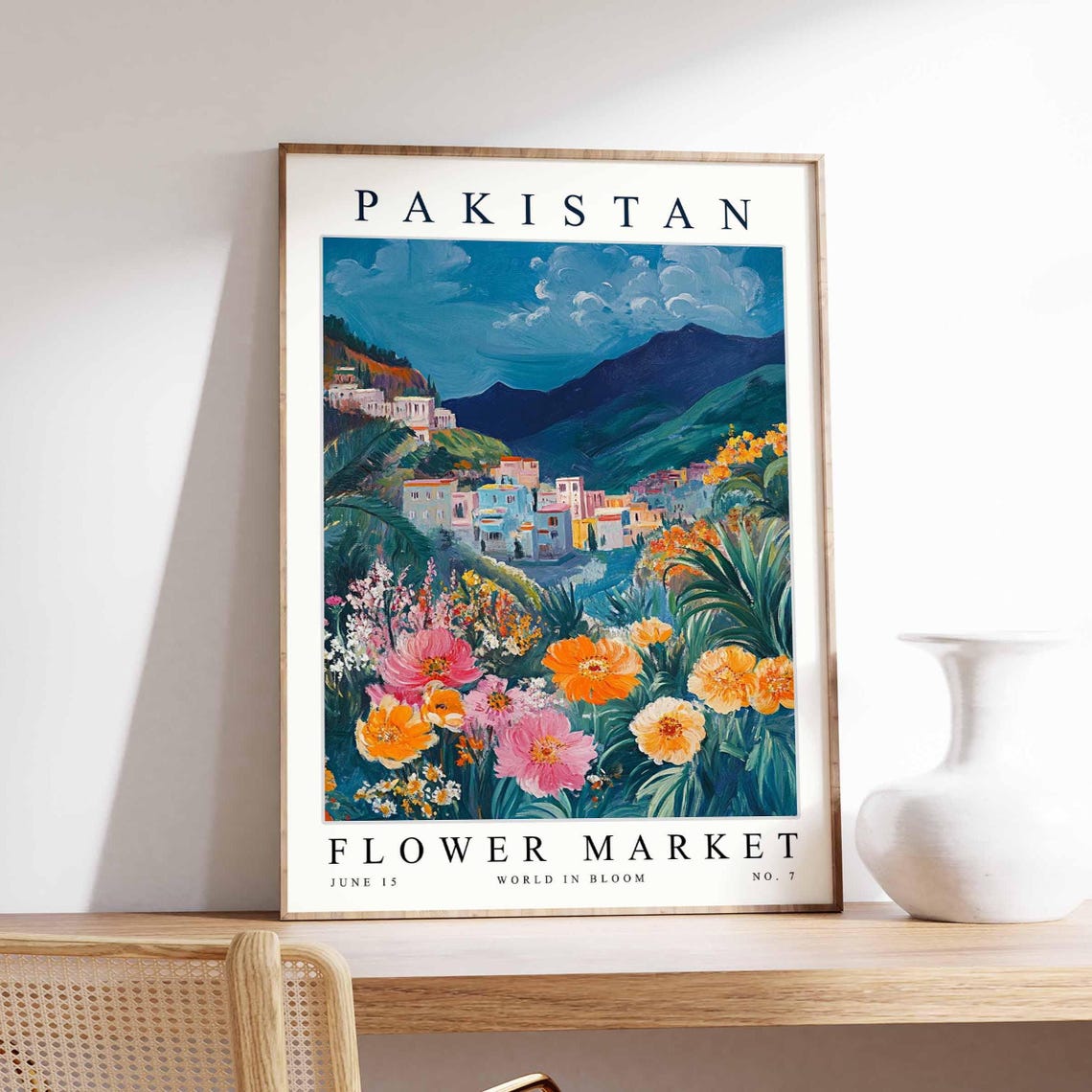 Pakistan Flower Market Poster Pakistanprint Pakistani Floral Wall Art Pakistanfloral Decor Botanical Asia Travel
