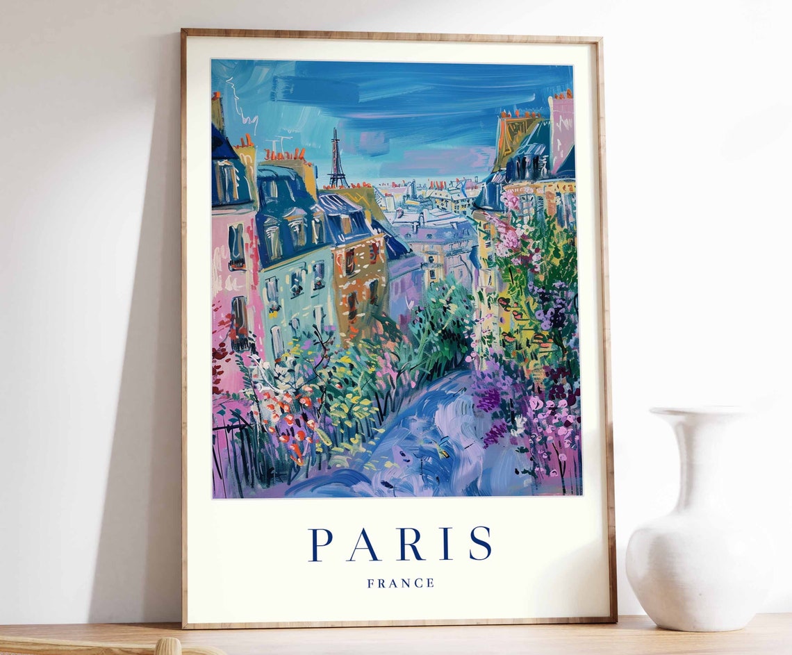 Paris Poster Paris Travel Print France Wall Art French Travel Print European Decor City Print Paris Gift Paris Travel Poster