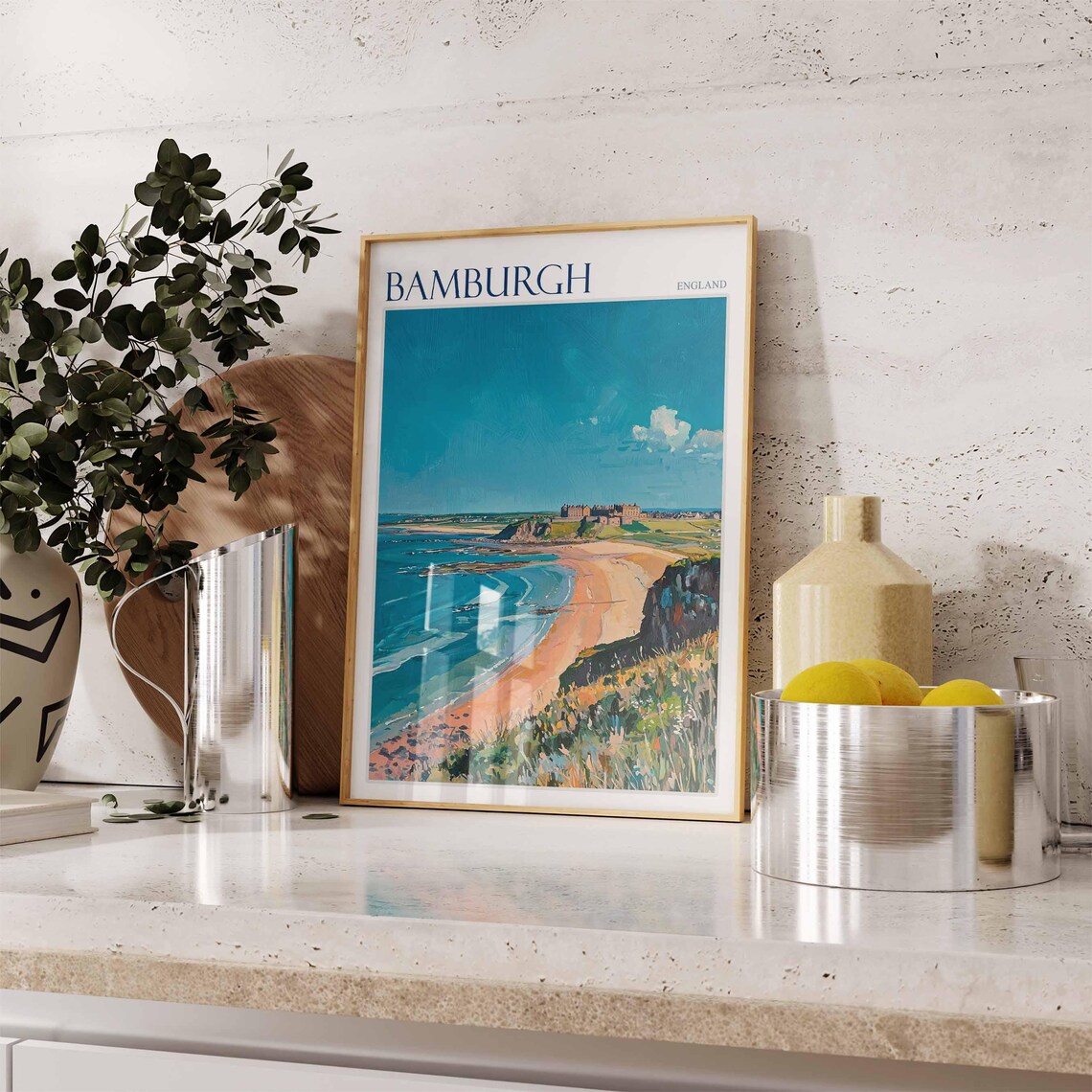 Bamburgh Poster Northumberland Poster England Travel Poster Coastal Wall Art Uk Home Decor Bamburgh Travel Print Bamburgh Wall Decor - Image 2