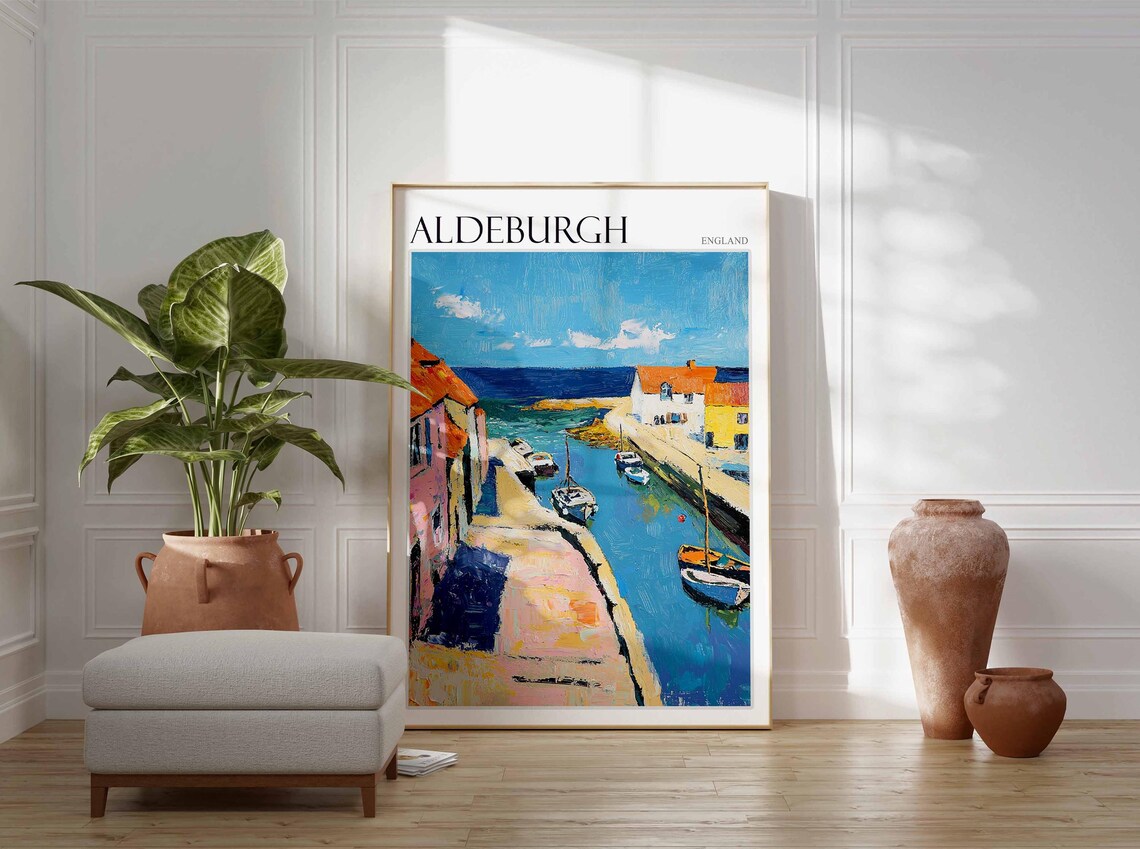 Aldeburgh Impressionist Harbour Boats Quay Suffolk England Poster - Image 3