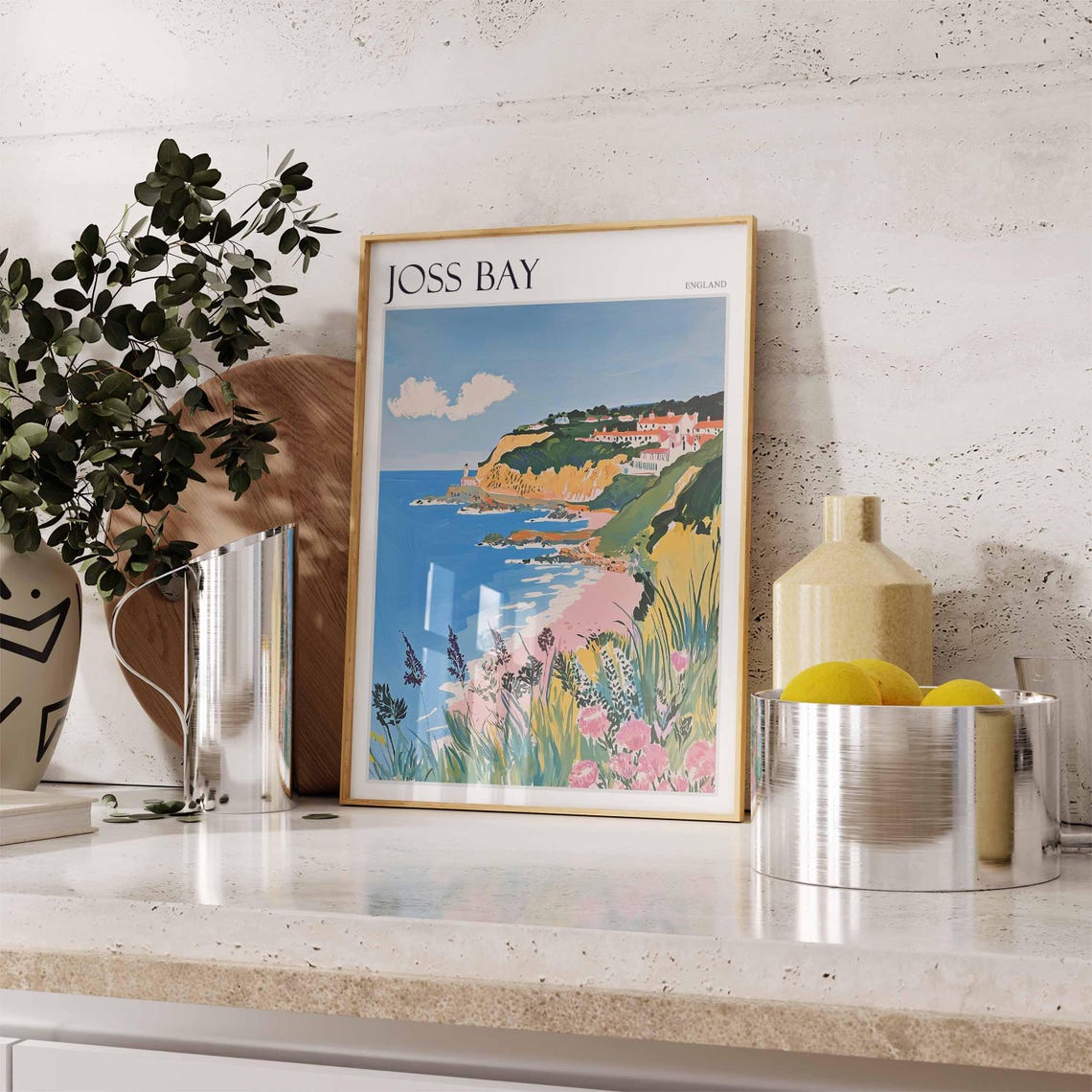 Joss Bay England Wildflower Cliff Path Turquoise Bay View Poster - Image 2