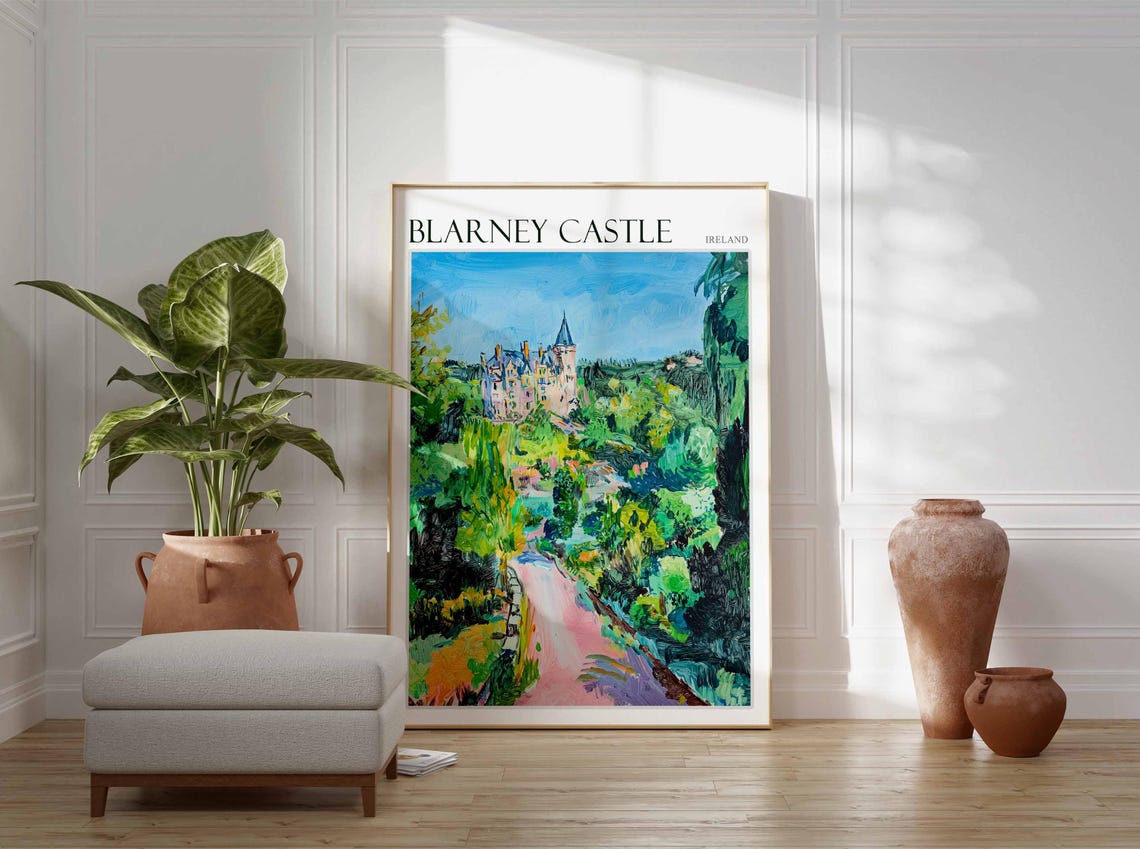 Blarney Castle Winding Garden Path Sunny Impressionist Poster - Image 2