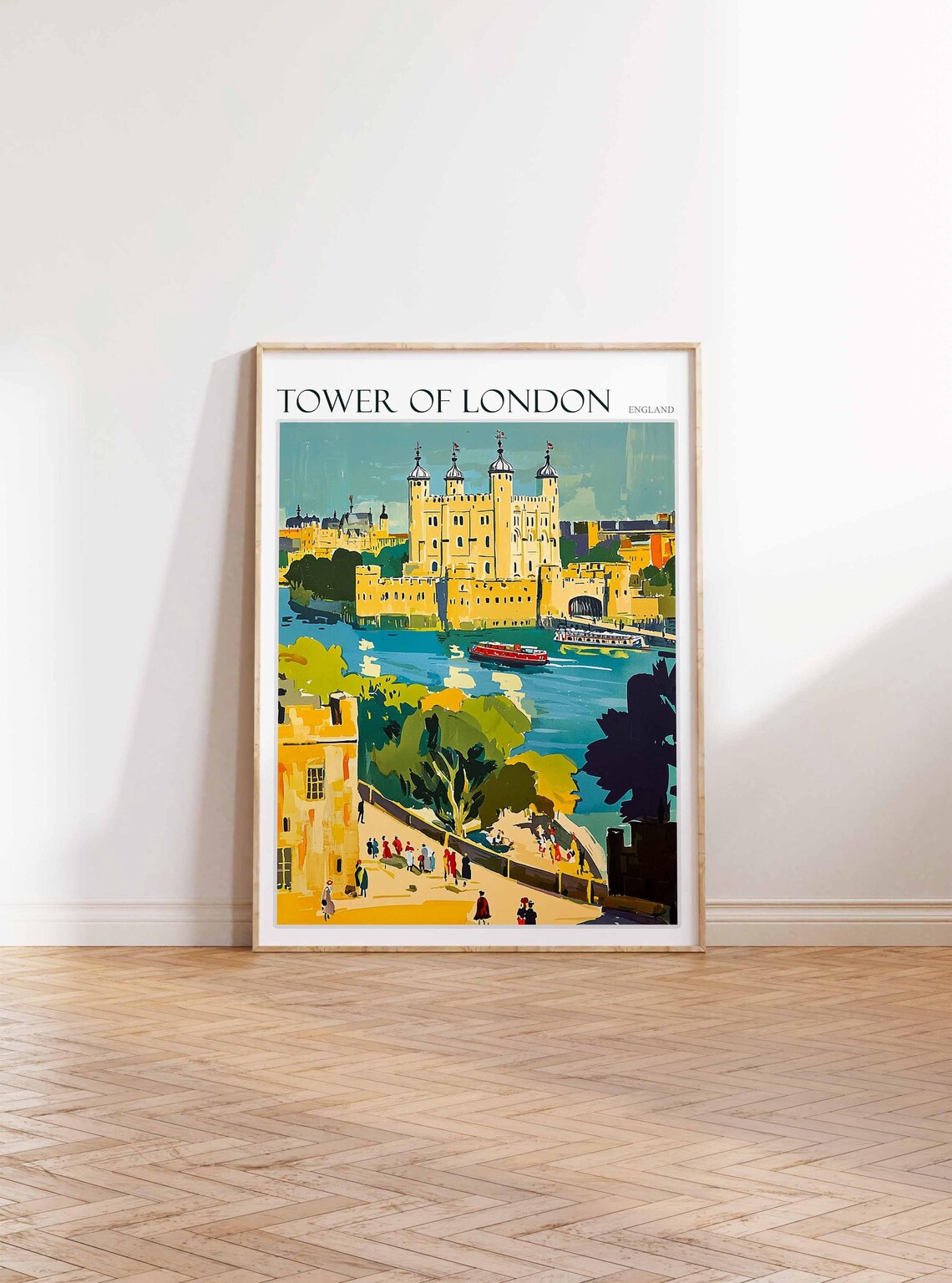 Tower Of London England Vintage River Castle Riverside Travel Poster - Image 2
