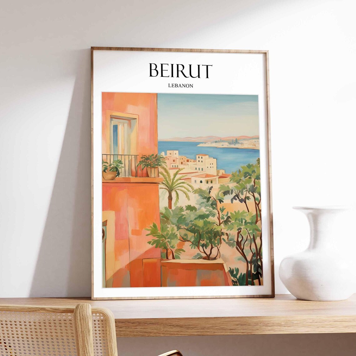 Beirut Travel Poster, City Map Skyline Decor