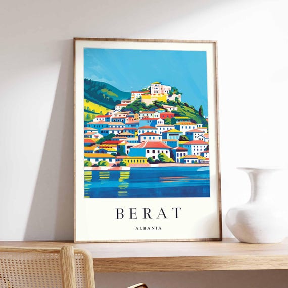 Berat Albania Poster Balkan Travel Print Ottoman Architecture