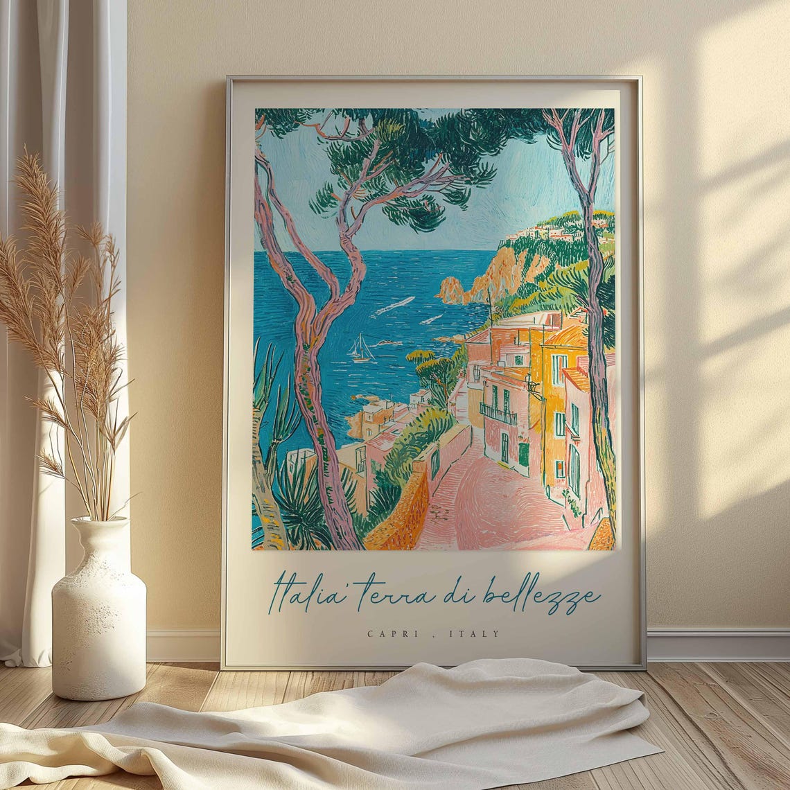 Italia Terra di Bellezze Capri Italy Pine Trees Coast View Poster - Image 2