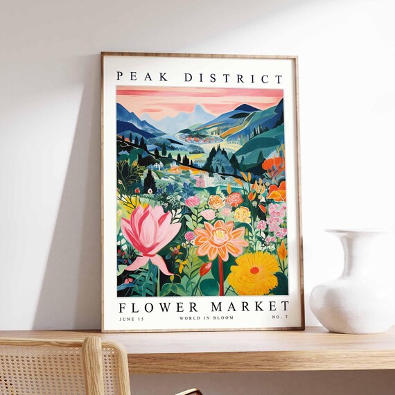 Peak District Valley Town Pink Mountain Sunset Giant Bloom Poster