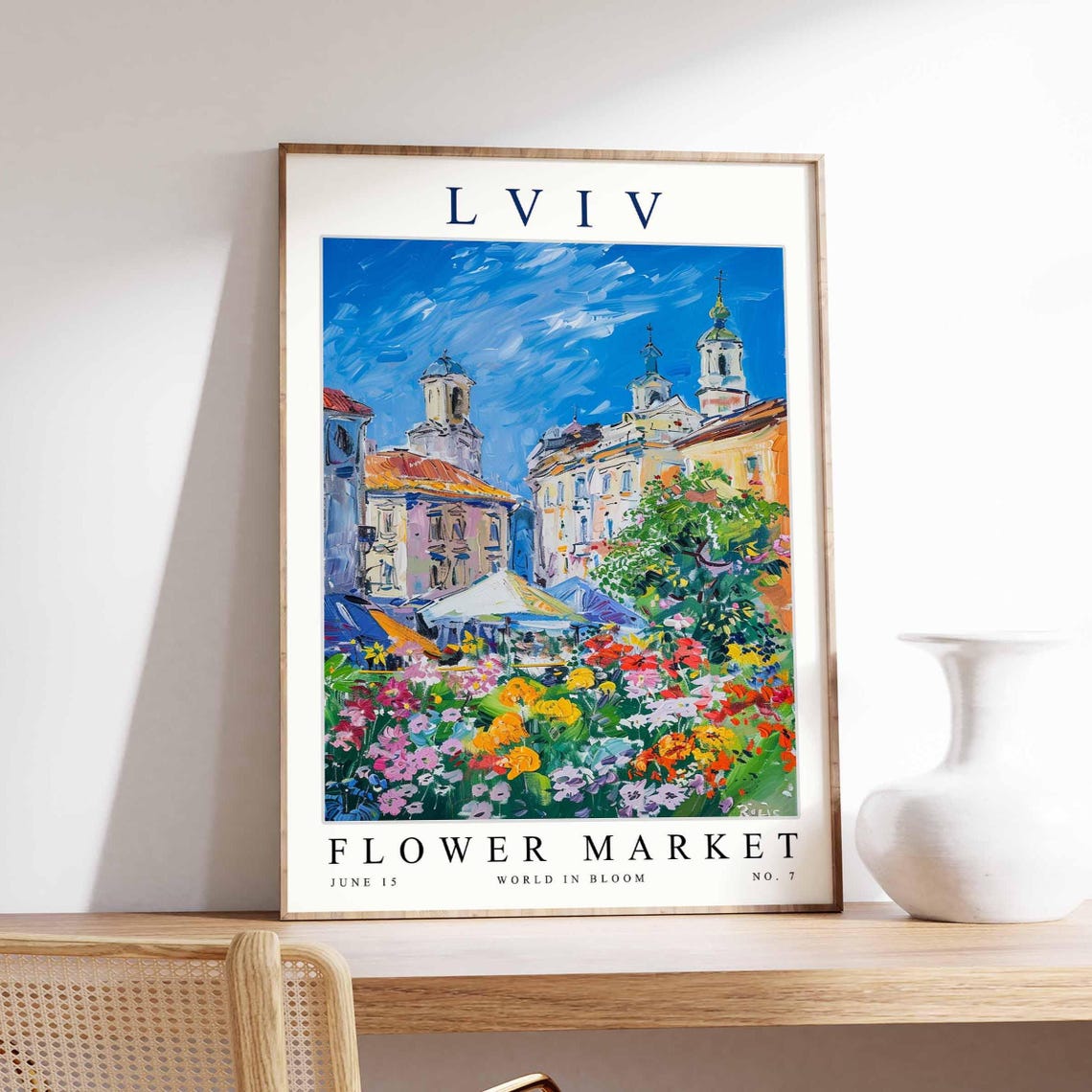 Lviv Flower Market Square Market Stalls Domes Summer Day Poster