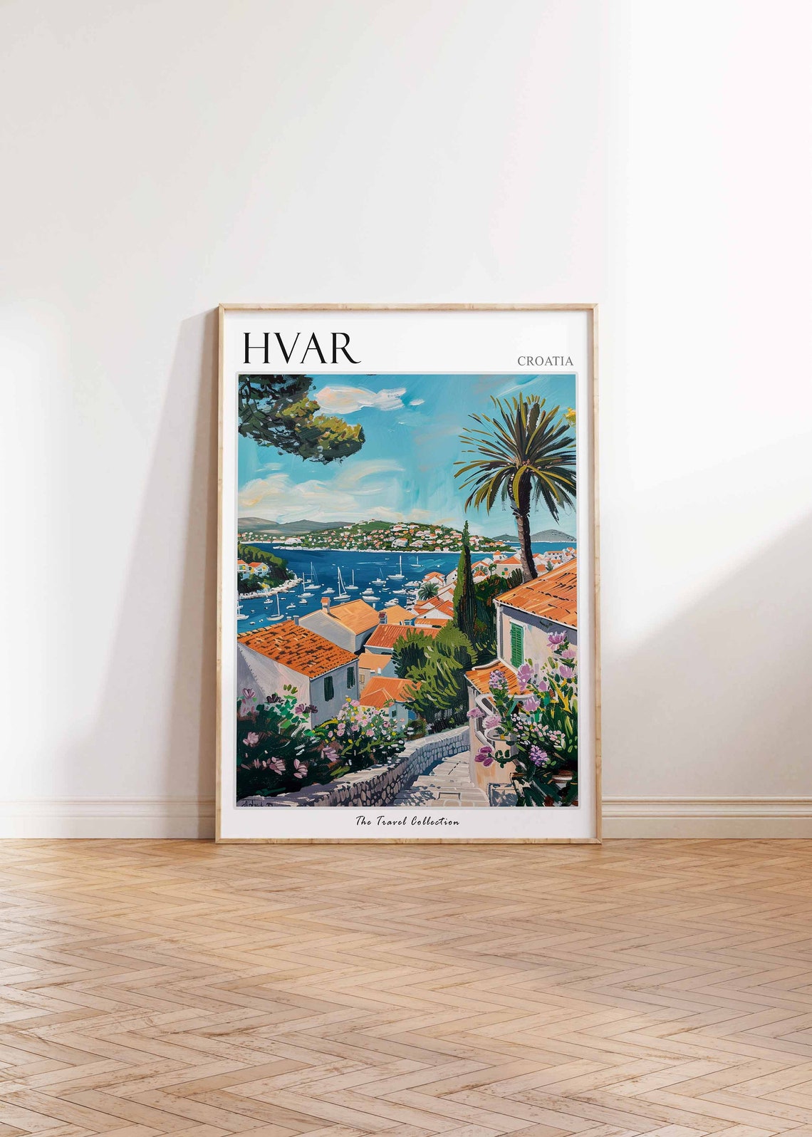 Hvar Croatia Island Old Town Harbor Palm Trees Travel Poster - Image 2