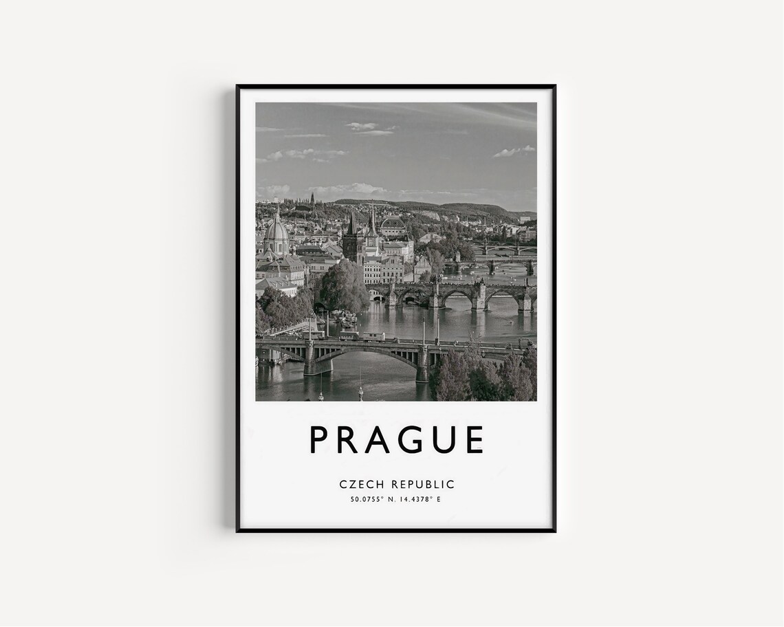 Prague Travel Print Black And White Poster - Image 3