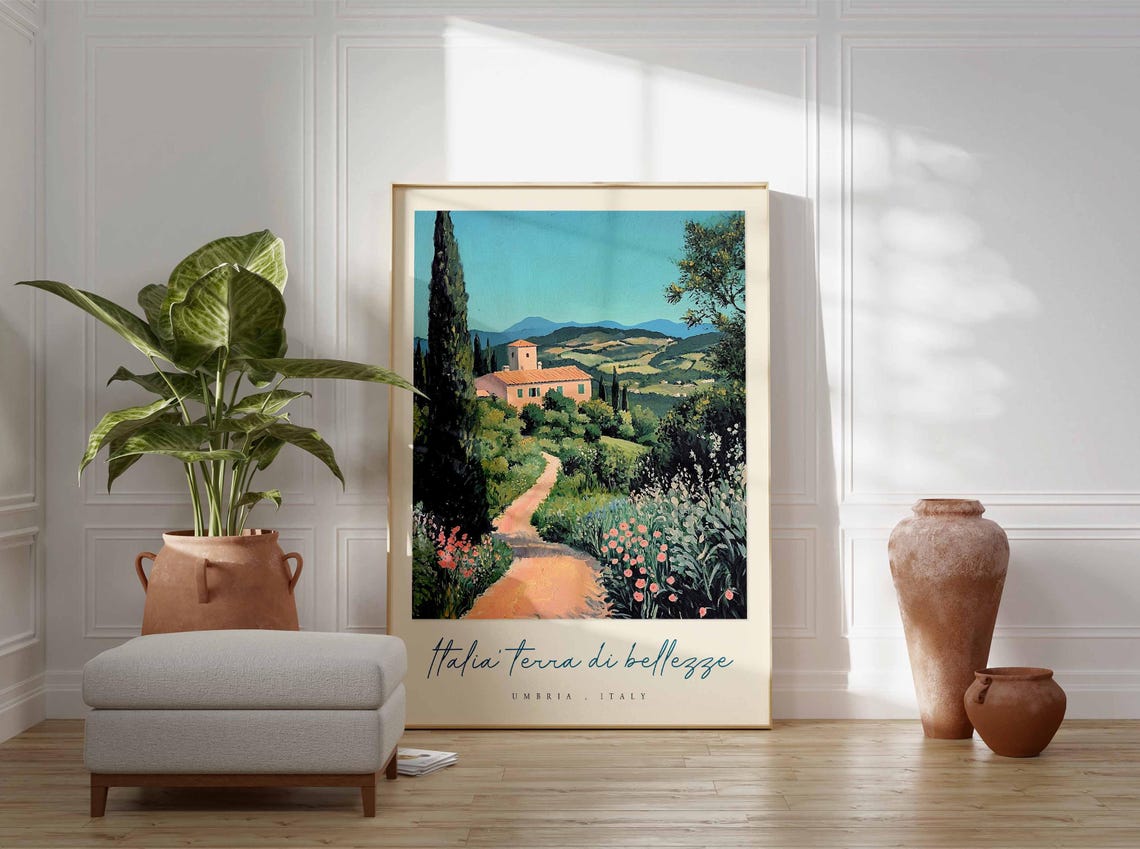 Umbria Poster Italian Travel Print Umbria Travel Art Umbria Wall Art Italy Art Italy Travel Decor Italian Travel Gift - Image 3