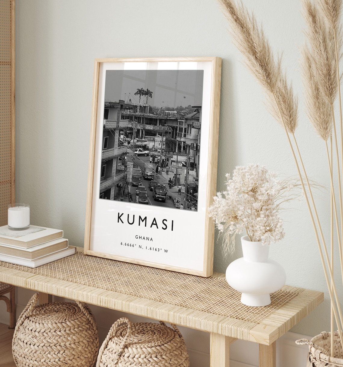 Kumasi Travel Poster, Ghanaian Black and White Art Print - Image 2