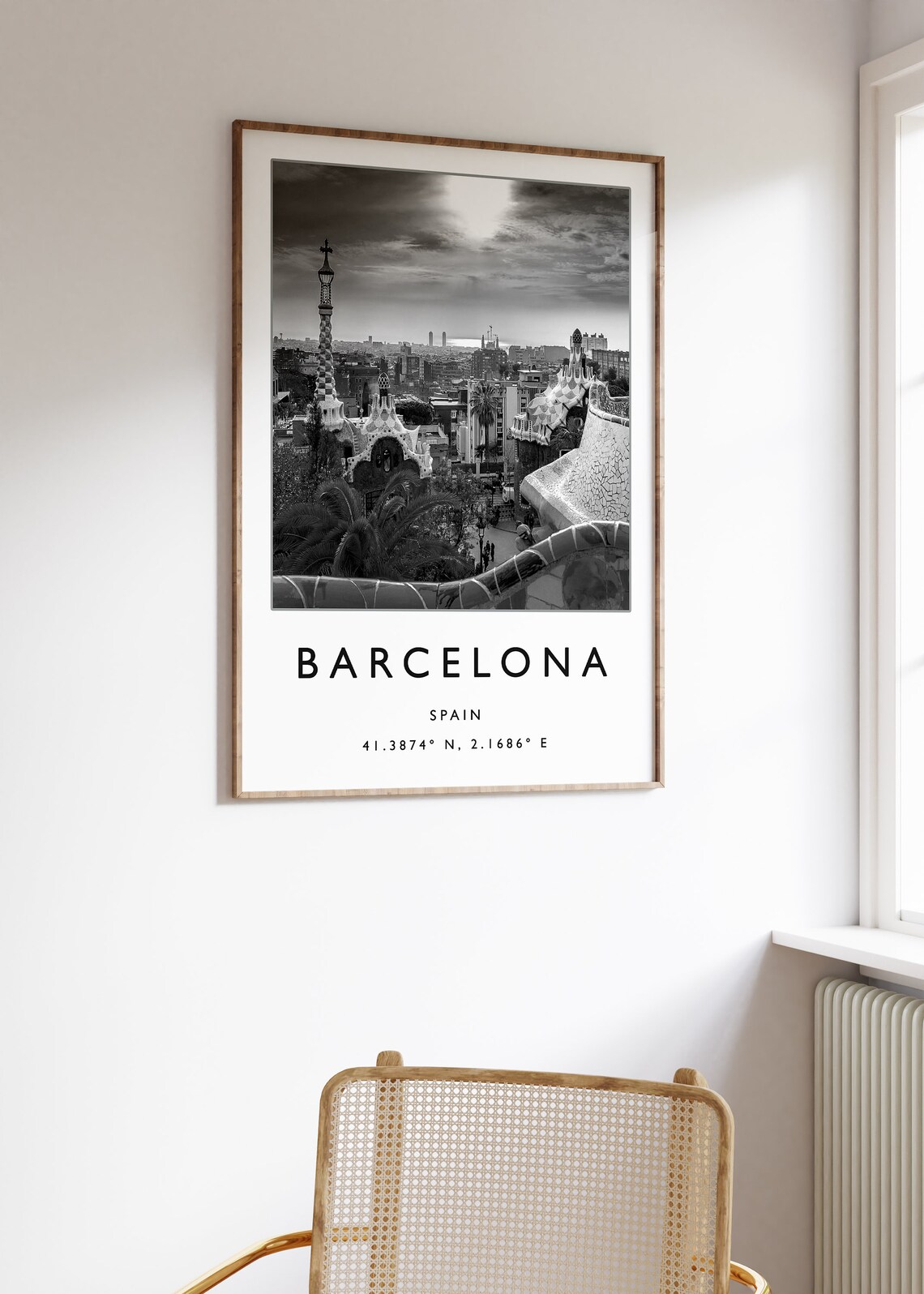 Barcelona Travel Poster, Minimalist Black and White - Image 3