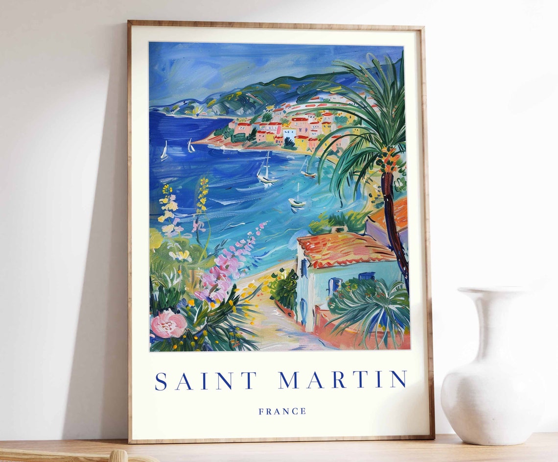 Saint Martin Poster Saint Martin Travel Print France Wall Art French Travel Print Tropical Decor Sea Print Saint Martin Travel Poster