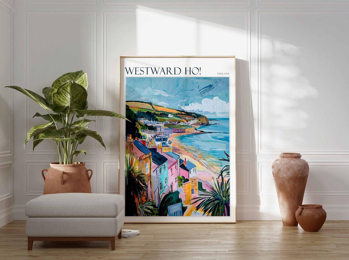 Westward Ho Bay Overlook Colorful Houses Palms View Art Poster - Image 2