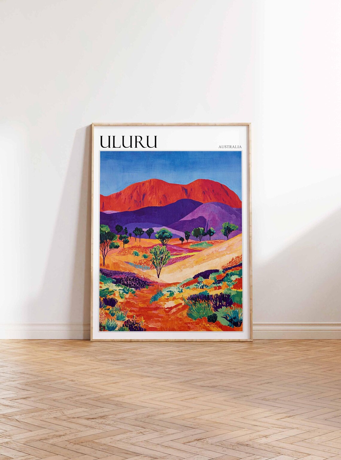 Uluru Australia Purple Mountains Desert Bush Dramatic Art Travel Poster - Image 2