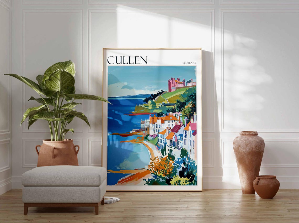 Cullen Scotland Harbor Town Below the Castle Cliff Art Poster - Image 3
