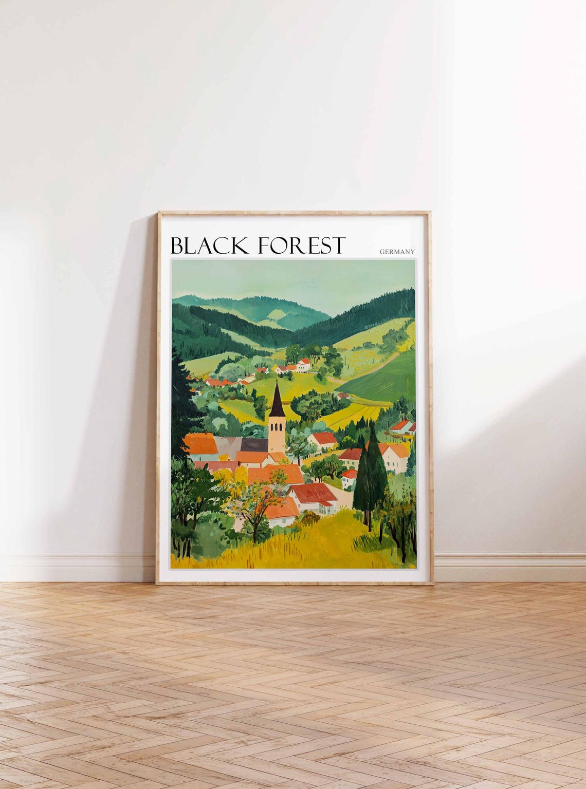 Black Forest Germany Village With Tall Church Spire View Poster - Image 3