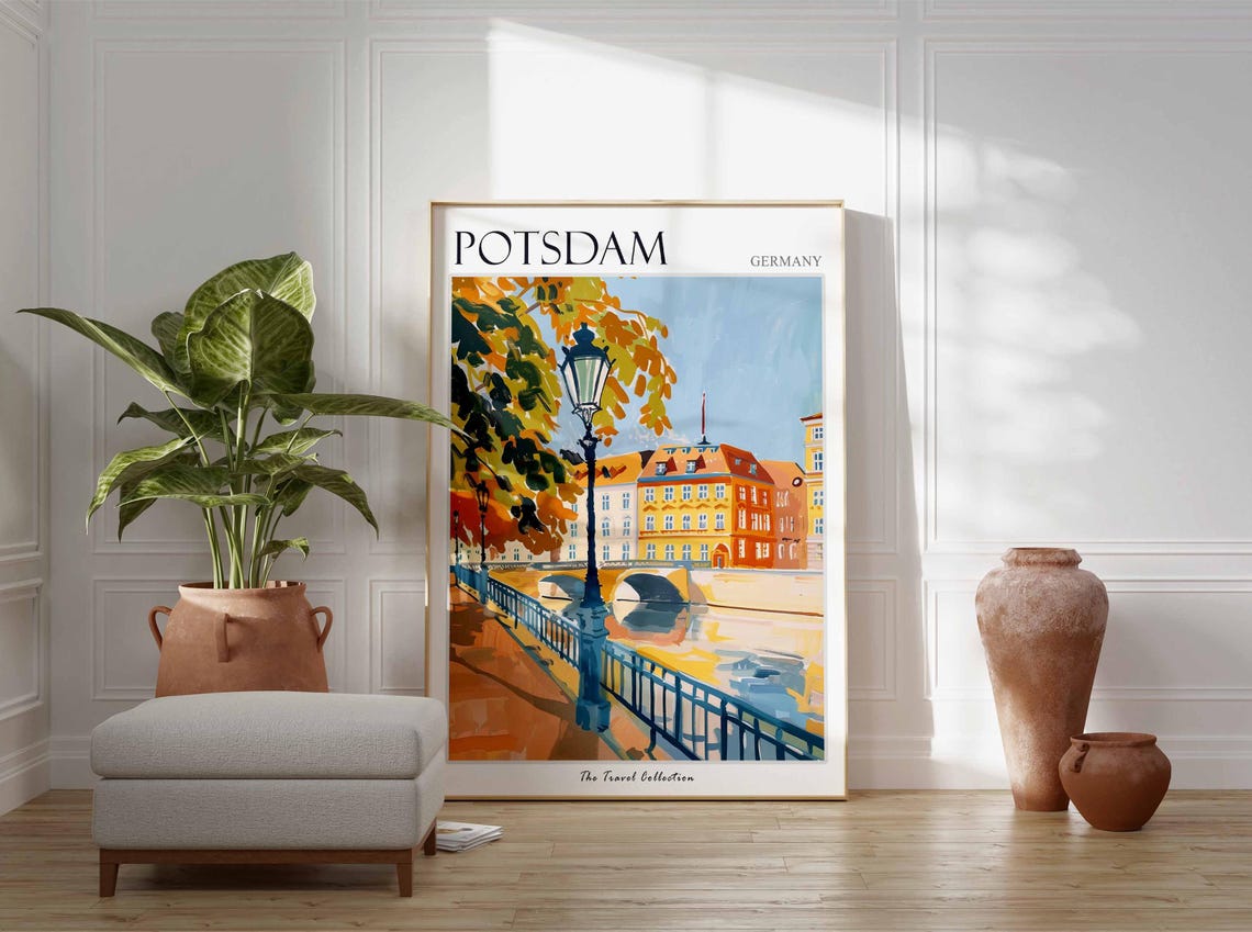 Potsdam Germany Autumn Canal Bridge Historic Old Town Art Poster - Image 3