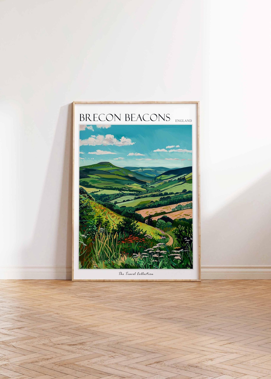 Brecon Beacons Green Valley Winding Path Watercolor Travel Poster - Image 2