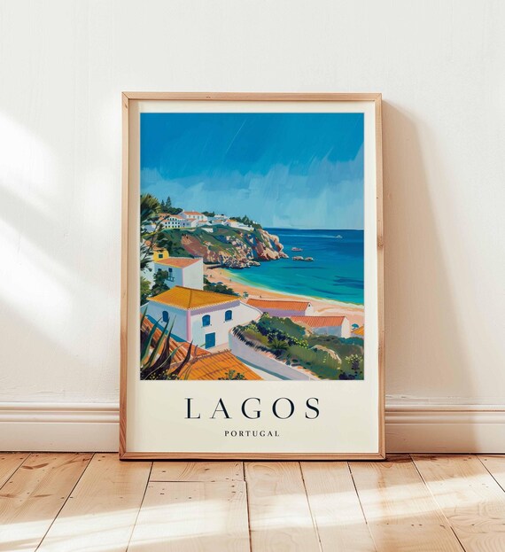 Lagos Portugal Terracotta Rooftops Harbor View Travel Poster