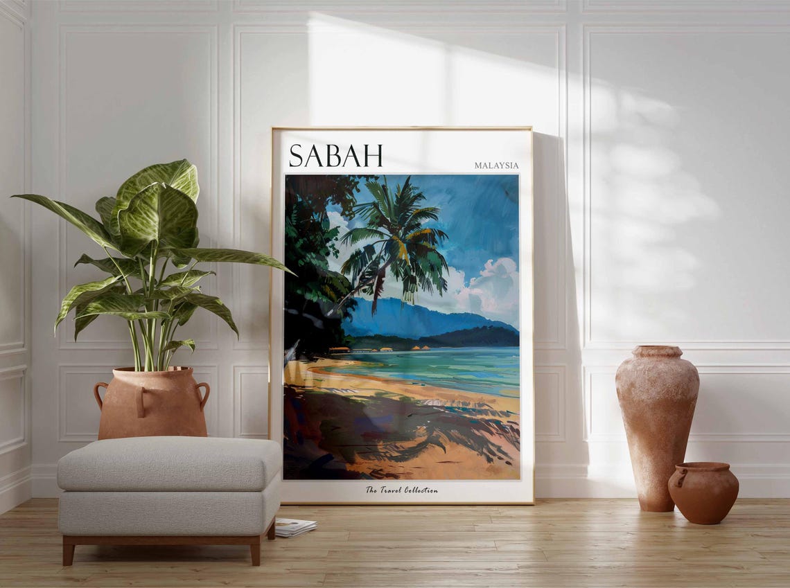 Sabah Poster Malaysia Travel Print Malaysian Decor Asia Travel Poster Asian Wall Art Botanical Print Sabah Gift Sabah Travel Poster - Image 2