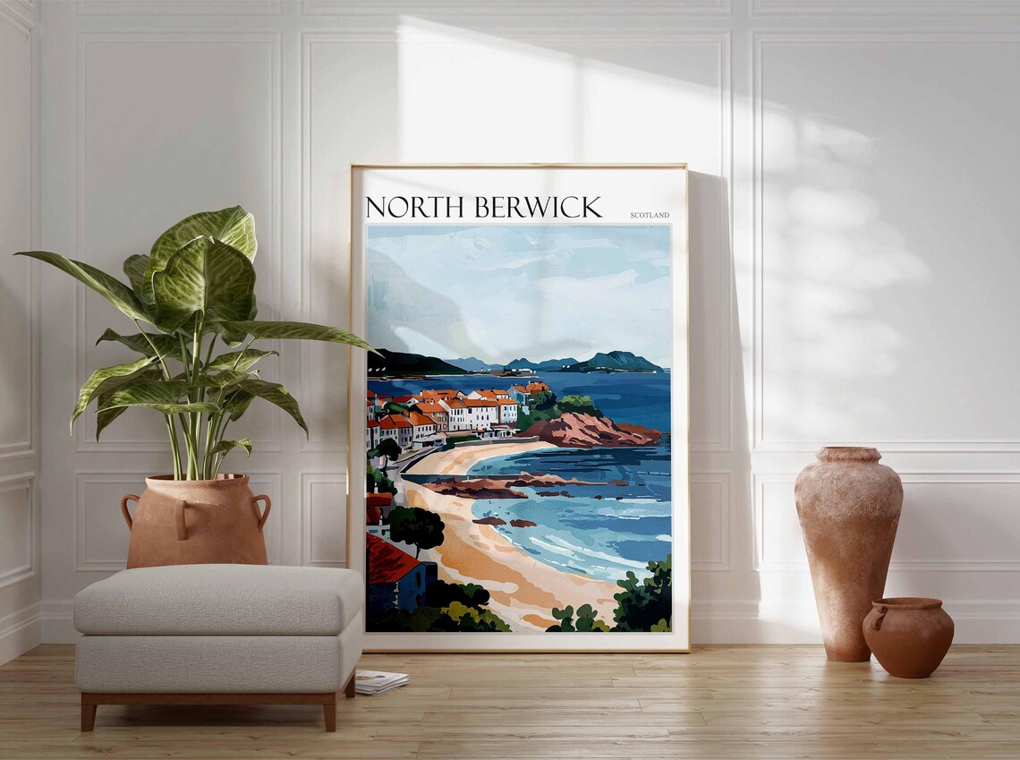 North Berwick Sandy Bay Islands Town Coast Scotland Travel Poster - Image 4
