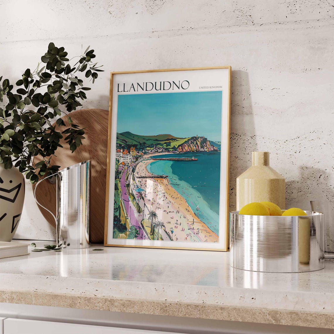 Llandudno Poster Wales Poster Uk Travel Print Coastal Wall Art British Decor Wales Travel Print Beach House Decor Llandudno Wales Art - Image 2