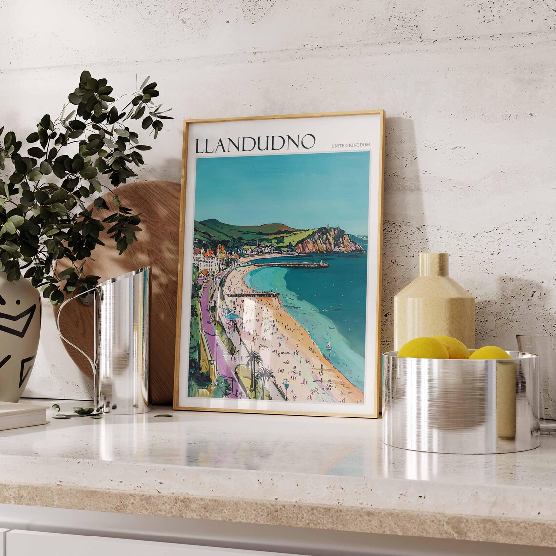 Llandudno United Kingdom Promenade Beach Panorama Travel Poster - Image 2