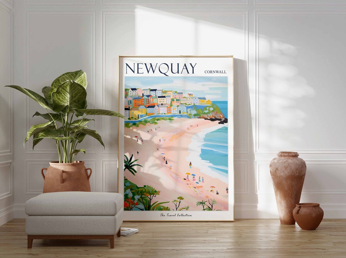 Newquay Cornwall Sandy Beach Seaside Town Coastal Travel Poster - Image 2