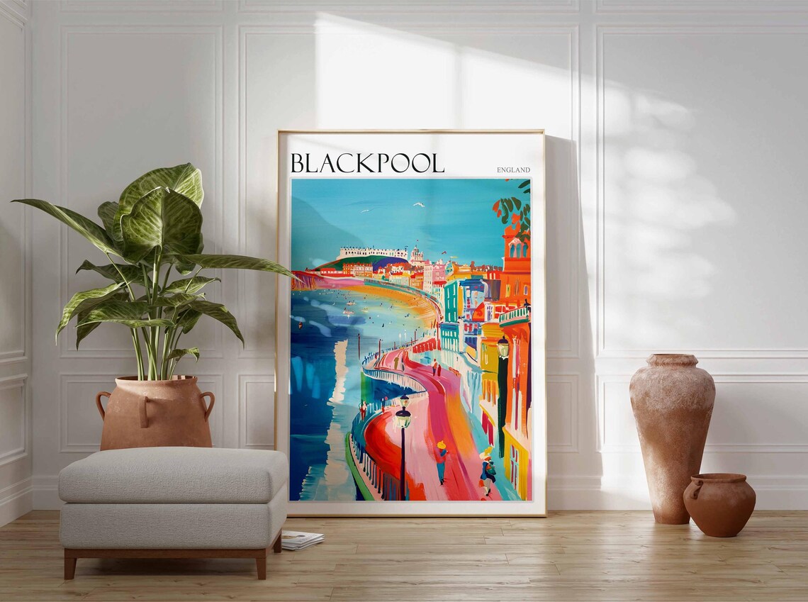 Blackpool England Colorful Promenade and Seafront Amusements Poster - Image 3