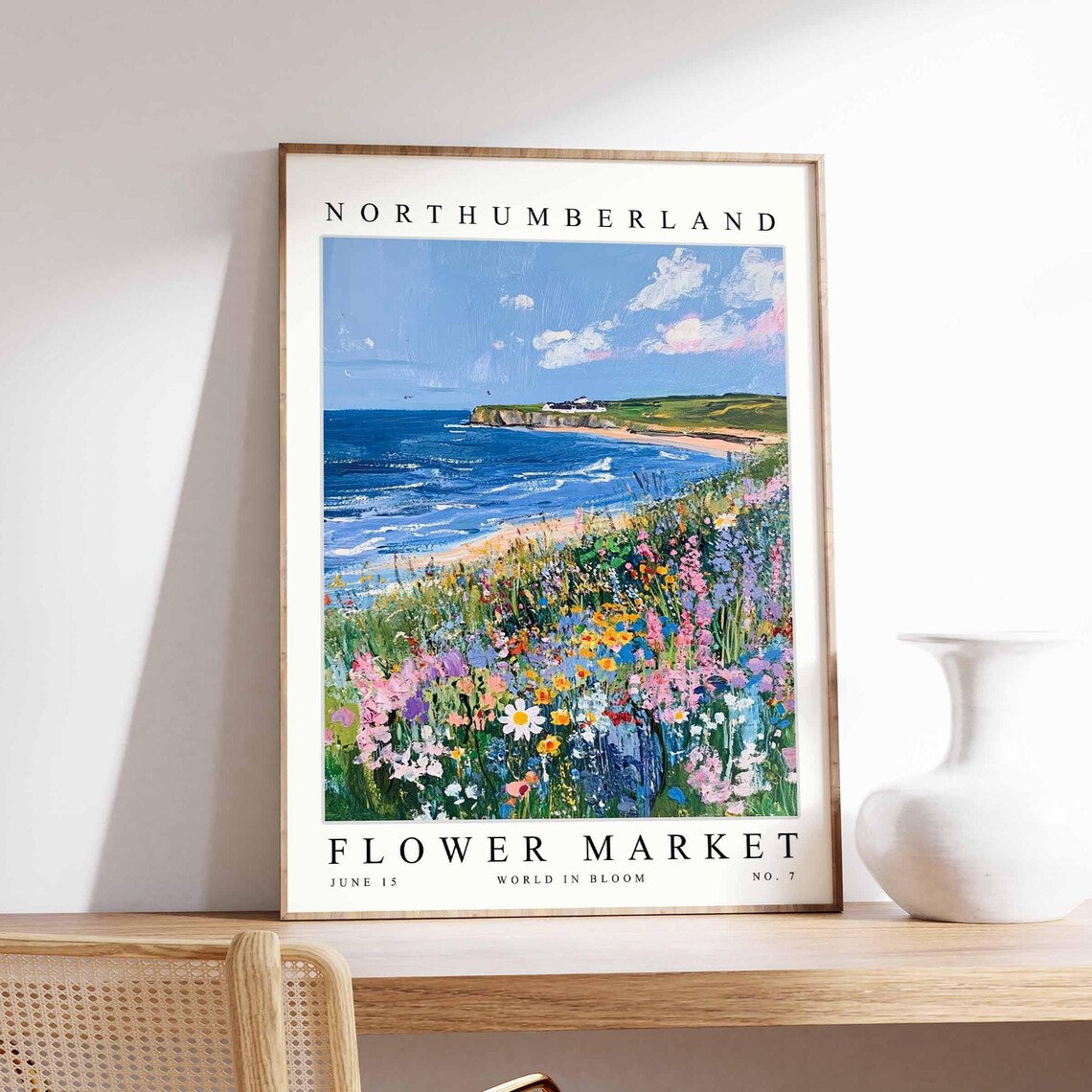 Northumberland Flower Market Pastel Meadow Beach Shore Poster