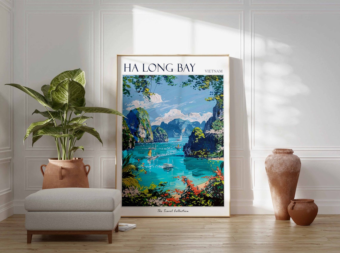 H Long Bay Poster Vietnam Travel Print Vietnamese Decor Asia Travel Poster Asian Wall Art H Long Bay Gift H Long Bay Travel Poster - Image 3