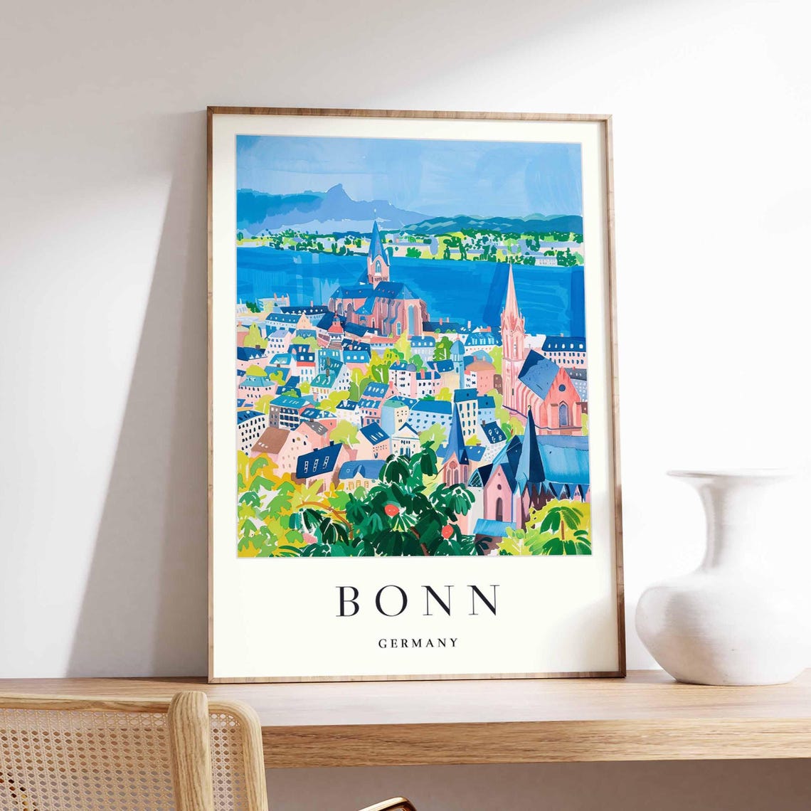 Bonn Germany Poster Rhine River Travel Print