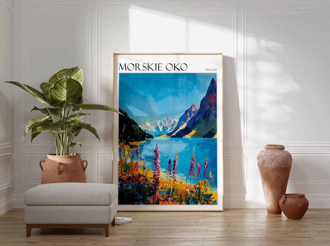 Morskie Oko Poland Wildflower Meadow by Alpine Lake Travel Poster - Image 3