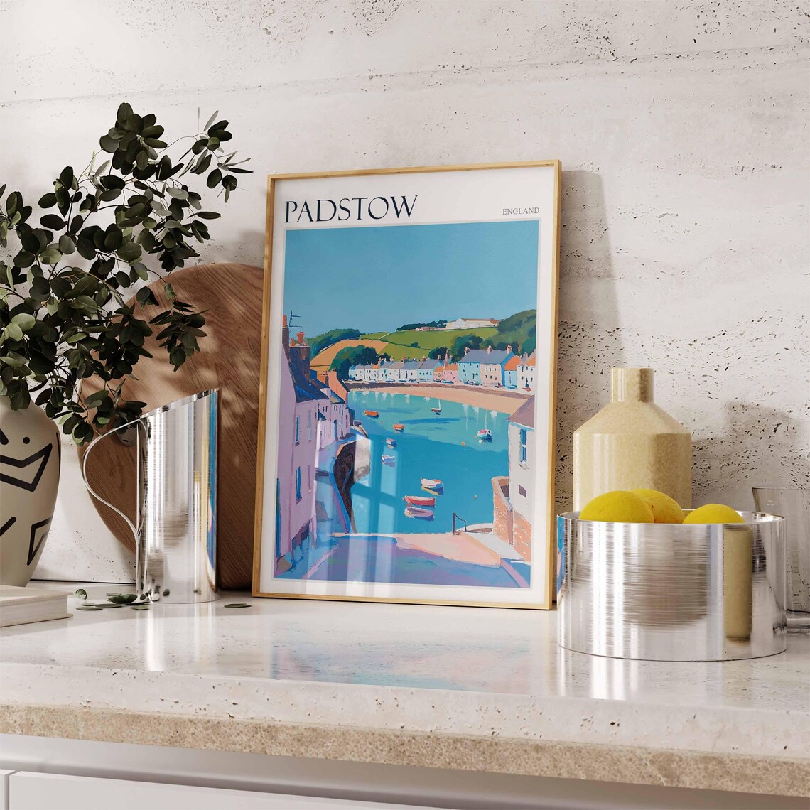 Padstow Colorful Estuary Boats Waterfront England Travel Poster - Image 3