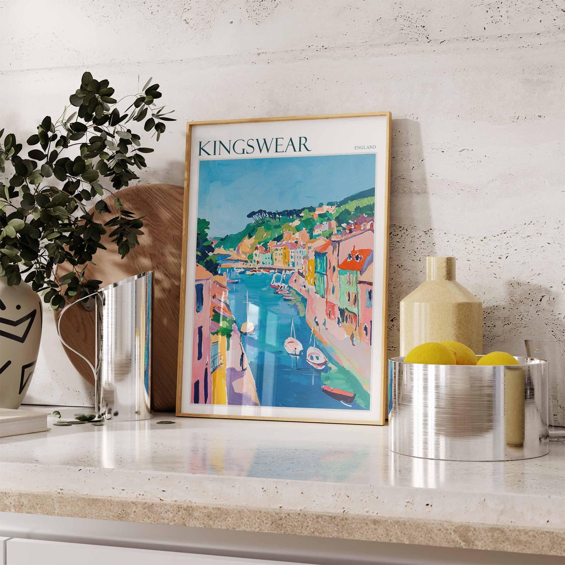 Kingswear Poster English Riviera Poster Uk Travel Poster Coastal Wall Art British Decor Kingswear Travel Print Kingswear Wall Decor - Image 2