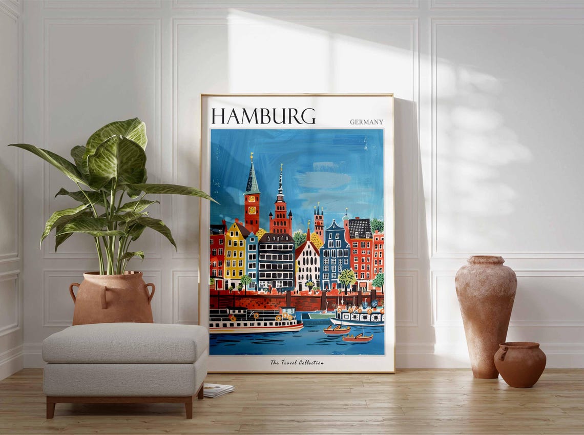 Hamburg Poster Germany Travel Print German Decor Europe Travel Poster European Wall Art City Print Hamburg Gift Hamburg Travel Poster - Image 3