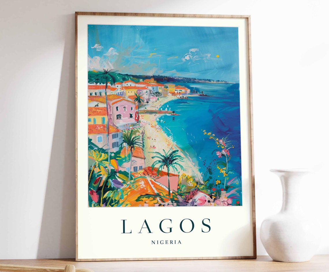 Lagos Poster Lagos Travel Print Nigeria Wall Art Nigerian Travel Print Tropical Decor City Print Lagos Gift Lagos Travel Poster