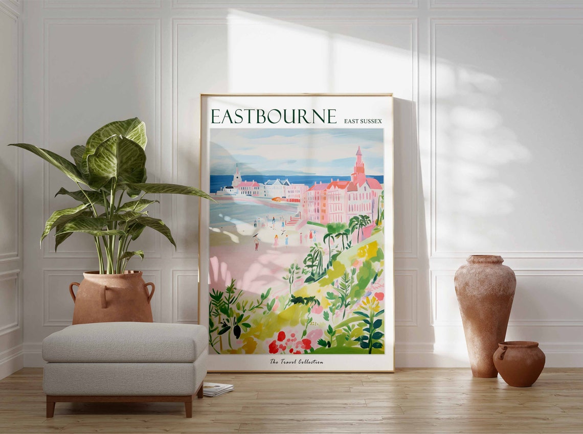 Eastbourne Poster Eastbourne Travel Print East Sussex Travel Poster British Decor Tropical Decor Sea Print Eastbourne Gift - Image 3
