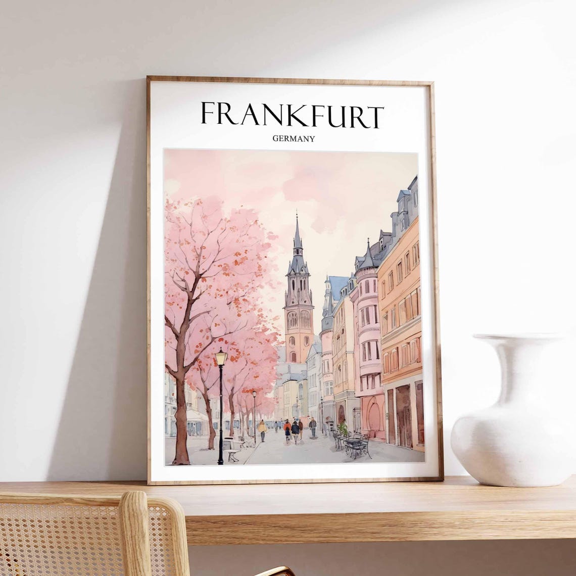 Frankfurt Germany Skyline Poster Vintage City Wall Art