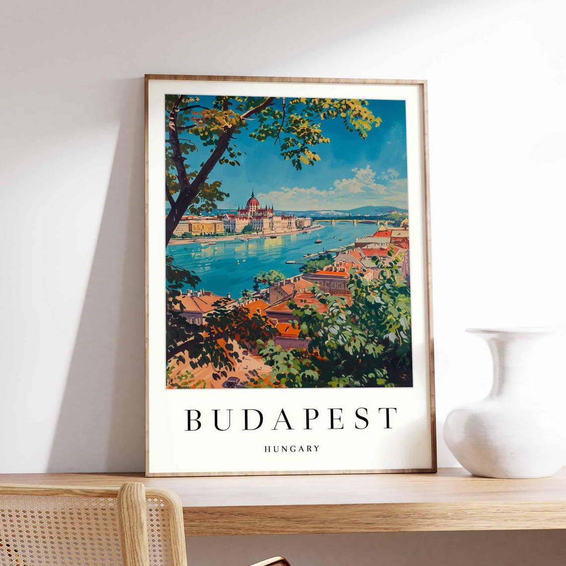 Budapest Hungary Parliament Danube River Panorama View Poster