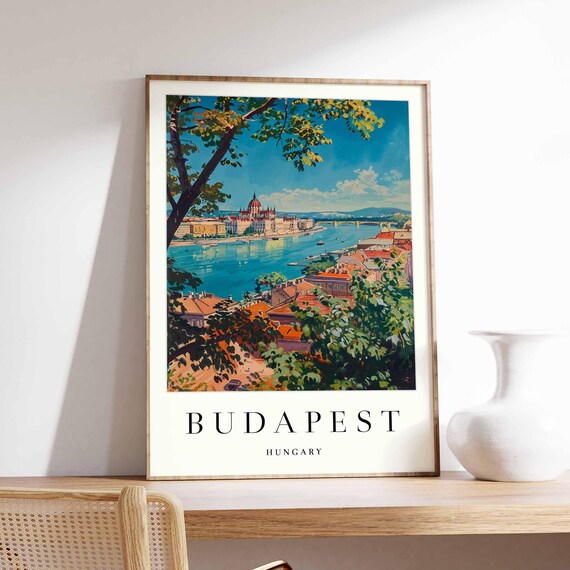 Budapest Hungary Parliament Danube River Panorama View Poster