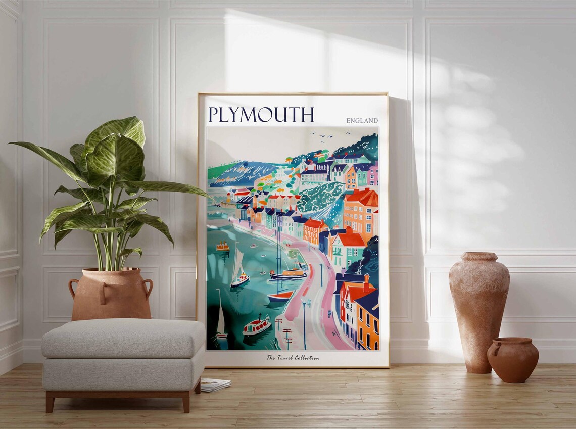 Plymouth England Travel Poster, British Decor Print - Image 2