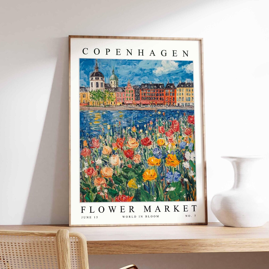 Copenhagen Flower Market No 7 Waterfront Church Rose Field Art Poster