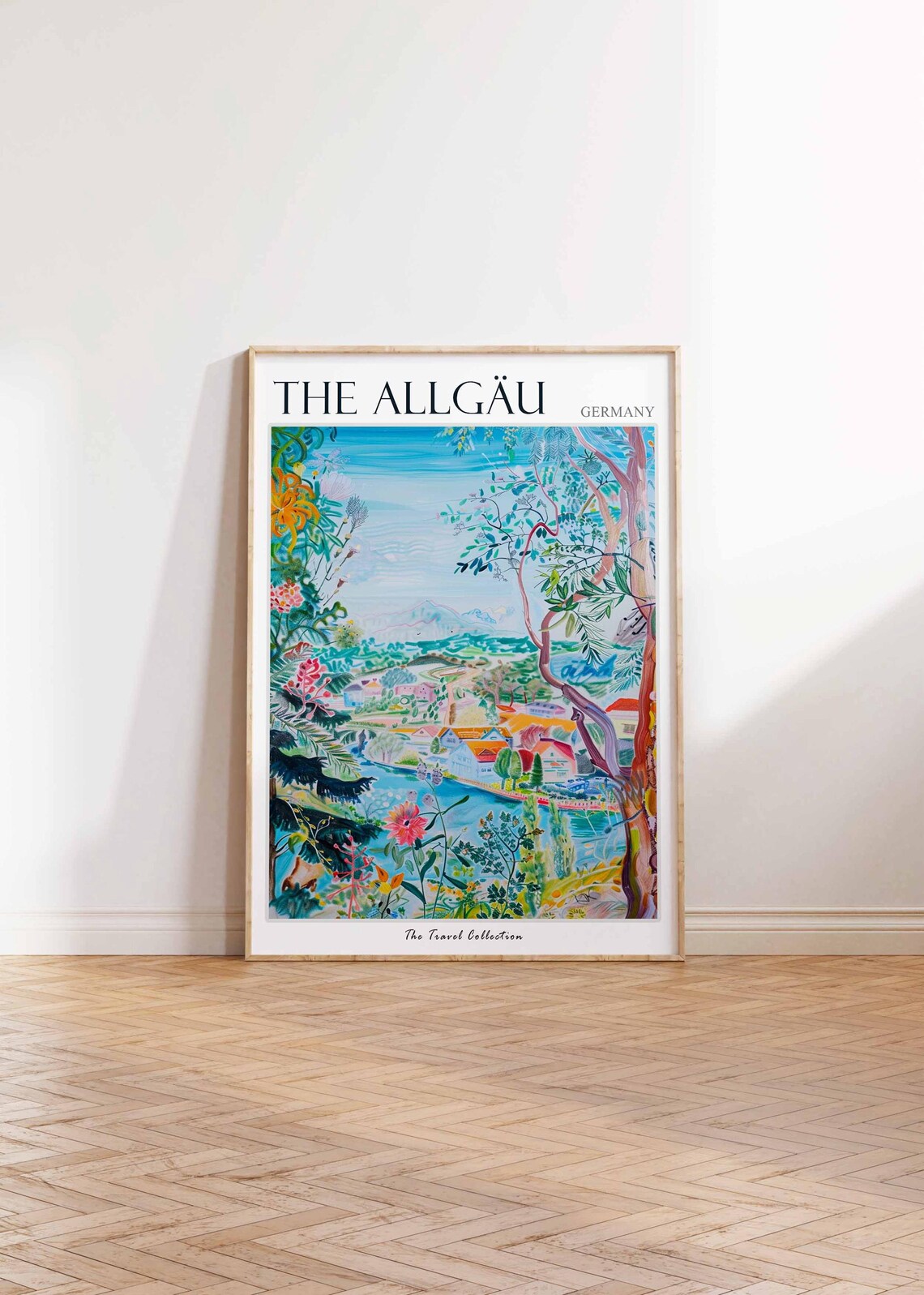 The Allgäu Germany Lakeside Village Painted Flowers Travel Poster - Image 2