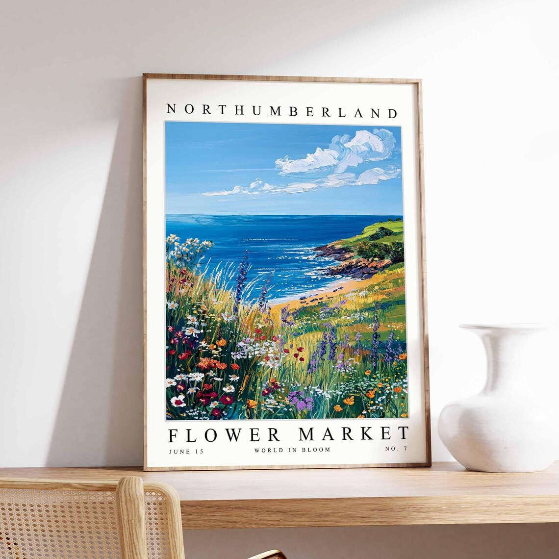 Northumberland Flower Market Sea Headland Meadow Garden Poster